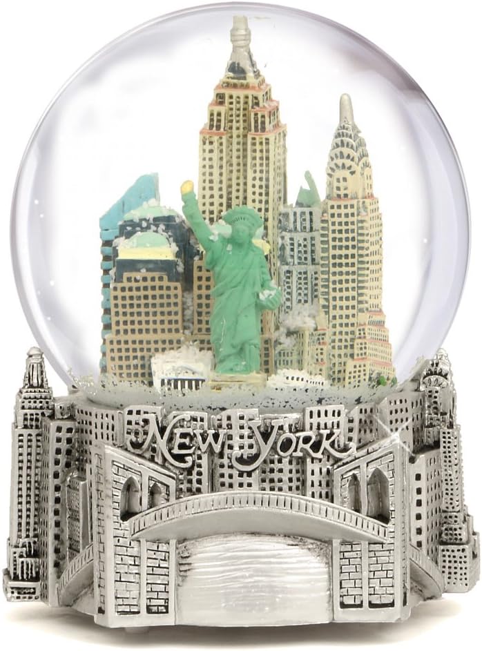 Silver Musical New York City Snow Globe, (5.5 Inch) NYC Snow Globes