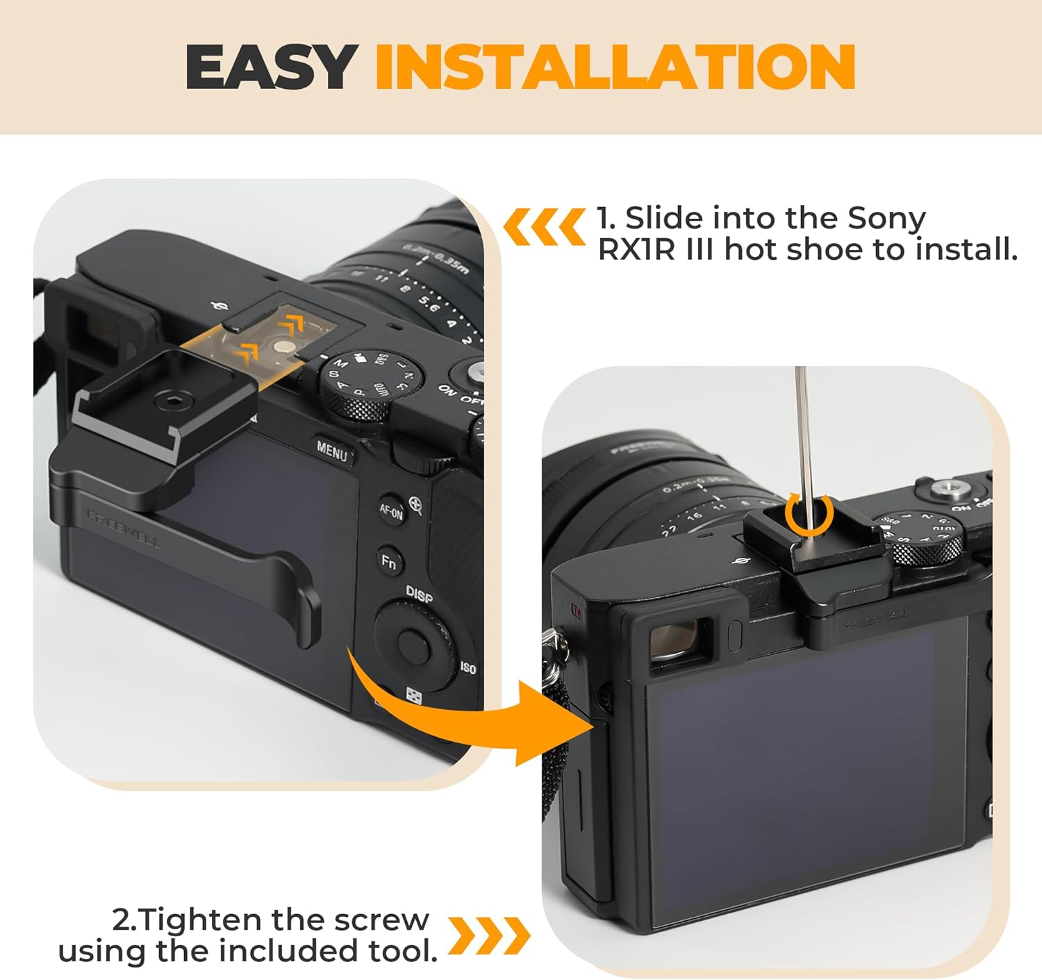 Freewell Thumb Grip for Sony RX1R III with Cold Shoe Mount (Black) - Image 5