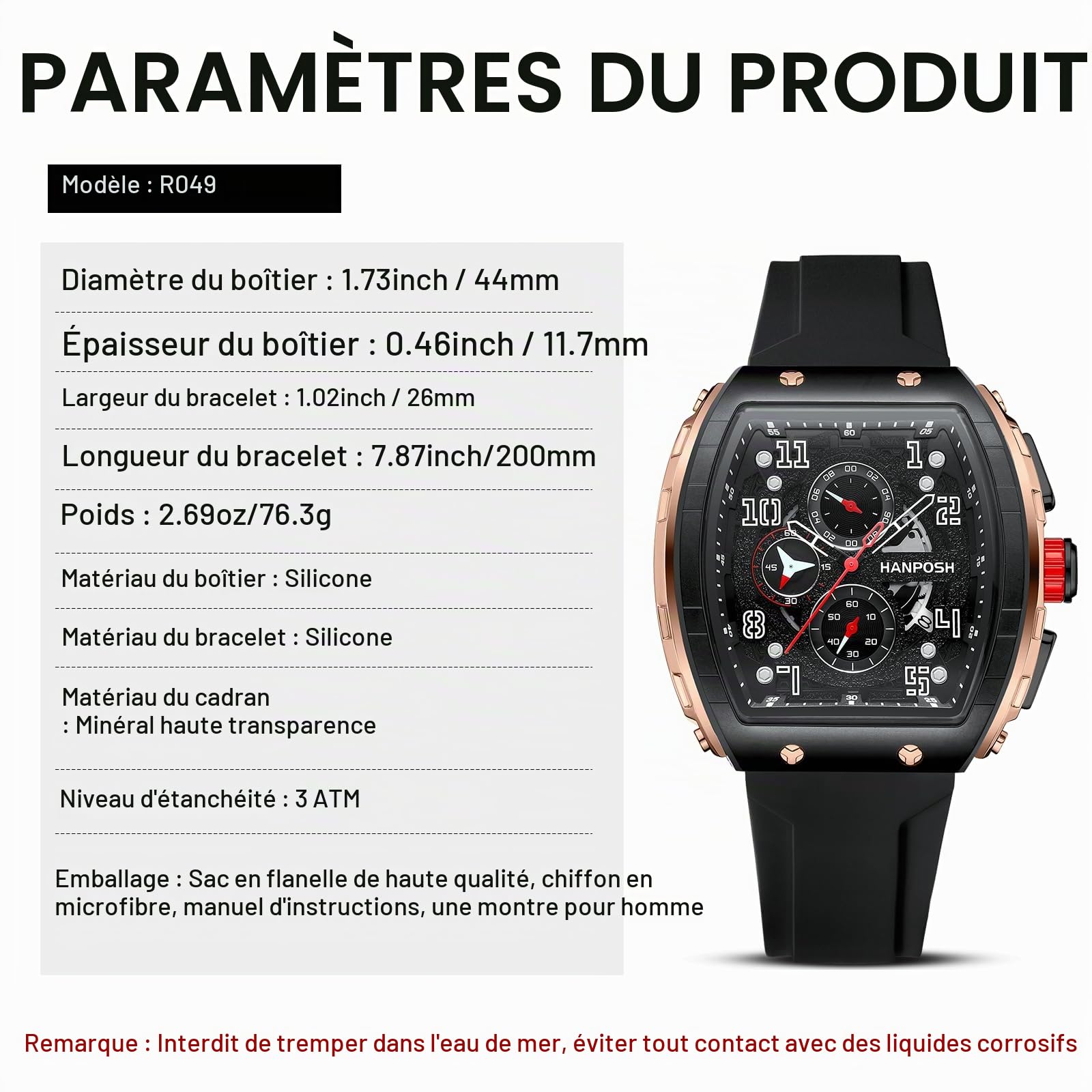 LN LENQIN Montres pour Hommes Montre Le chronomètre pour Hommes 30m Montres de Poignet Militaire imperméables avec rétroéclairage/Alarme/minuterie/Date