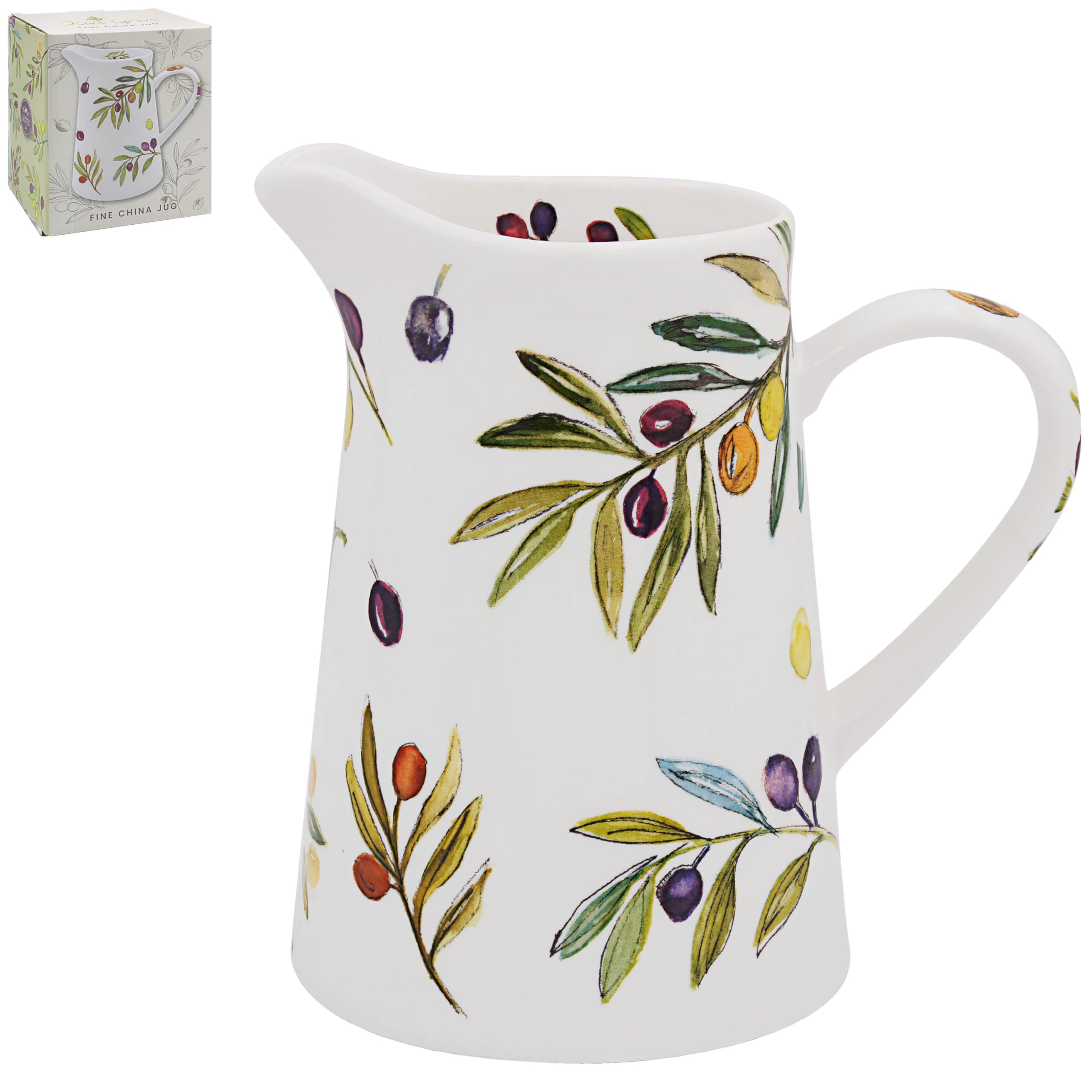 The Leonardo Collection Olive Grove By Jennifer Rose Fine China Olive Grove Jug 500ml for Home & Kitchen | Stylish Cream & Milk Jug for Versatile Everyday Use | Decorative Pitcher Gift