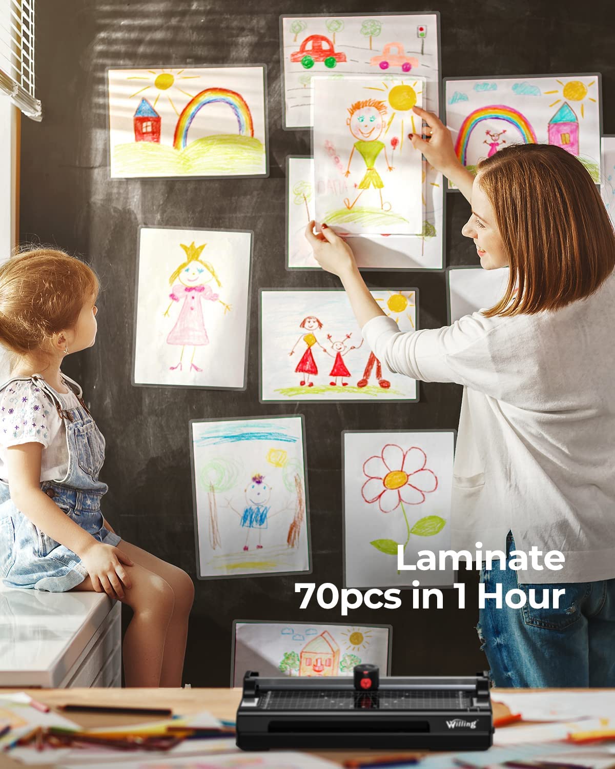 Laminator Machine, A4 Thermal Laminator with 15 Pouches, Paper Trimmer