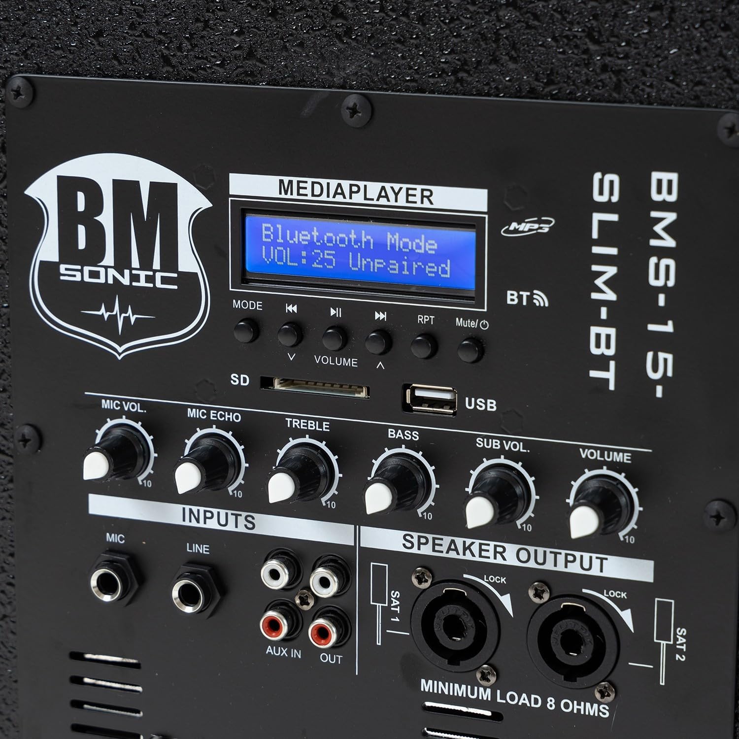 Pack Sonorisation DJ Complet BM Bmsonic BMS-15-SLIM-BT, 1200W Enceintes Satellites, SUB 38cm USB/Bluetooth, Supports Câbles, Micro