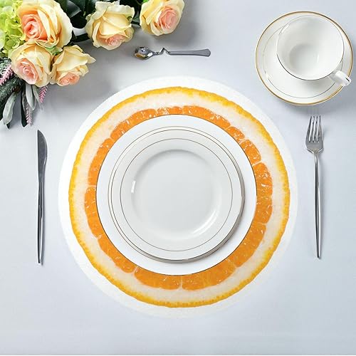 Miniatura 5 de Kigai Juego de 1 manteles individuales redondos con rodajas naranjas, antideslizantes, lavables, resistentes al calor, para cocina, mesa de comedor,