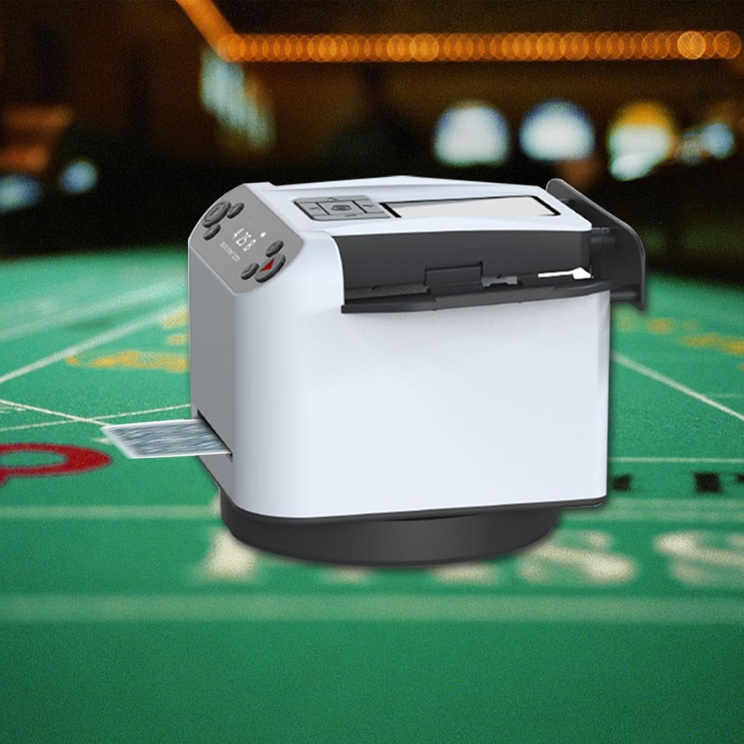 2-in-1 Automatic Card Shuffler and Dealer Machine, 360° Rotating 2 Decks Card Dealer with Wireless Remote, Casino Playing Card for Poker, Blackjack