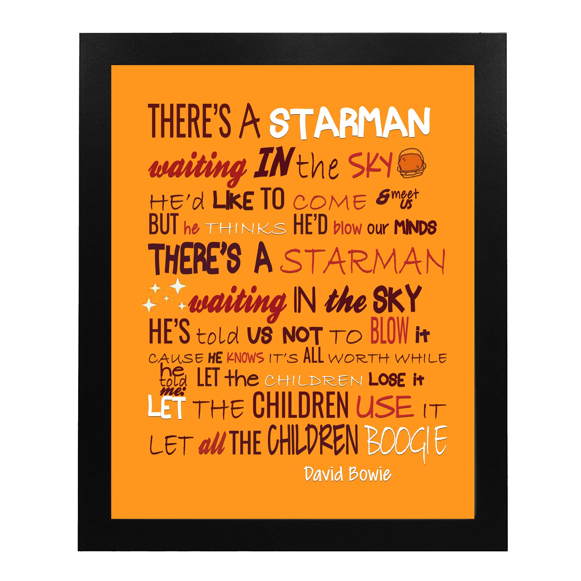 Amazon.com: AMERICAN LUXURY GIFTS Starman David Bowie Lyrics - Retro  Vintage Rock Music Wall Art for Music Room Office Home Decor - 8x10  Unframed Print : Handmade Products