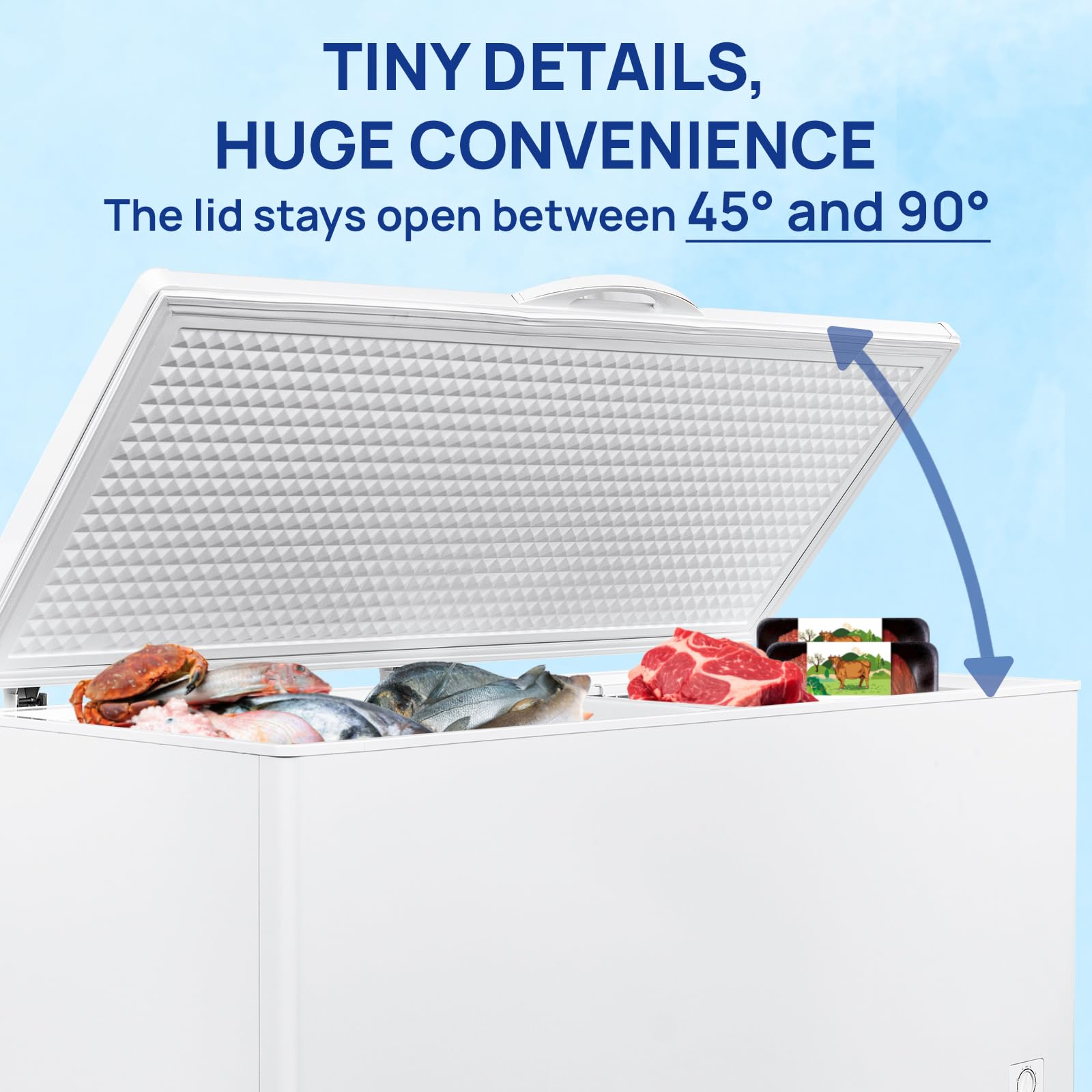 Smad 20.5 Cu. Ft. Garage Ready Chest Freezer, Deep Freezer With Top Opening, 7 Level Temperature Control, Easy Defrost Drain, For Storage, Large Family, Kitchen-29.8"D X 63.3"W X 34.5"H on Fridge.com - View 5