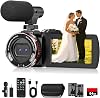 Camcorder 4K para Bodas, Cámara de Vlogging UHD 64MP con Micrófono Lavalier Inalámbrico, Gran Angular 120° Zoom Digital 18X, Control Remoto, Tarjeta 64GB y 2 Baterías, para Recuerdos de Bodas Familiares 1