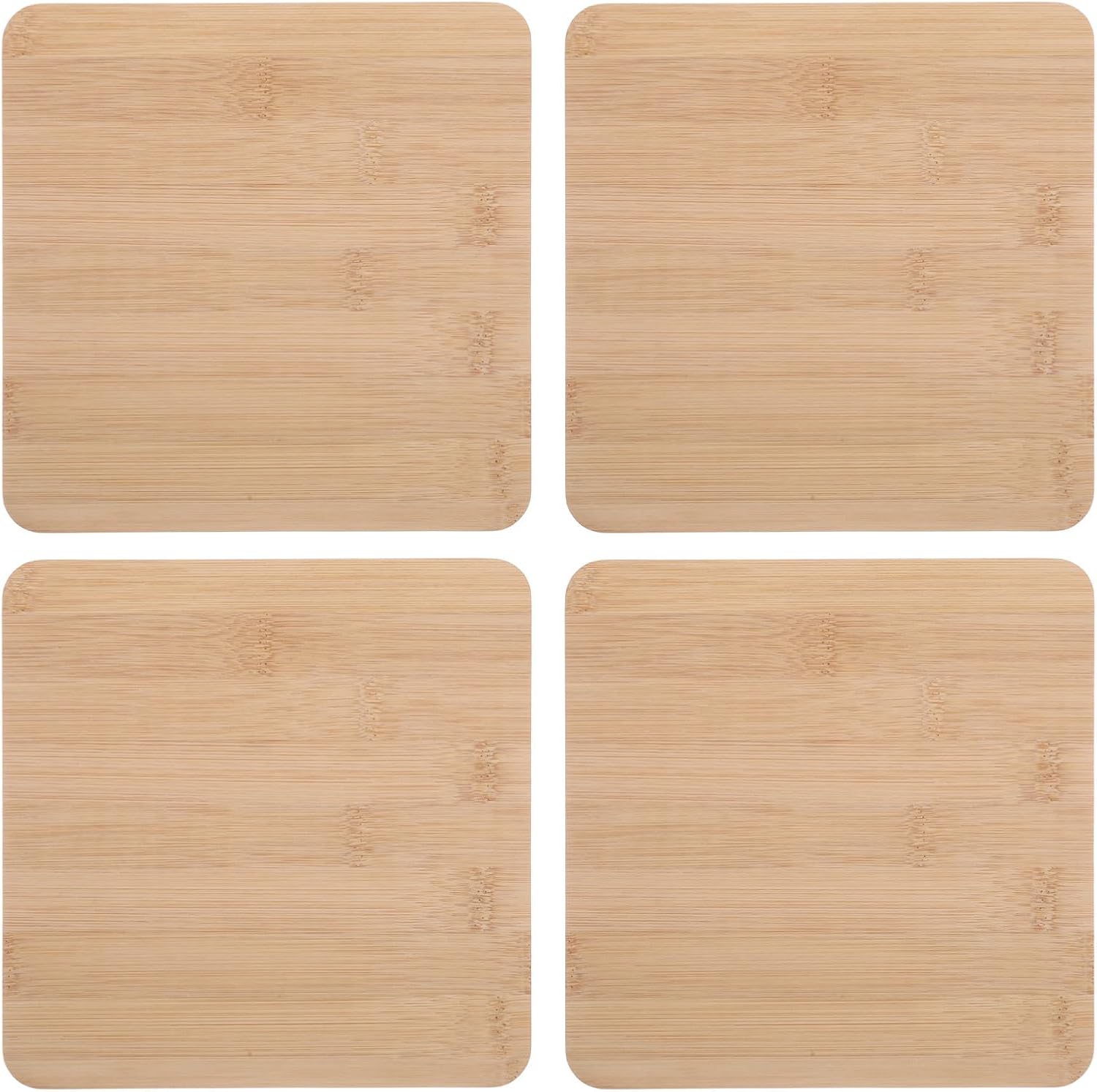 4pcs Heat Resistant Mats Bamboo Hot Trivet Set Square for Pots & Pan, 7.5''/19cm Coaster for Kitchen Table 0.4''/1cm Thick