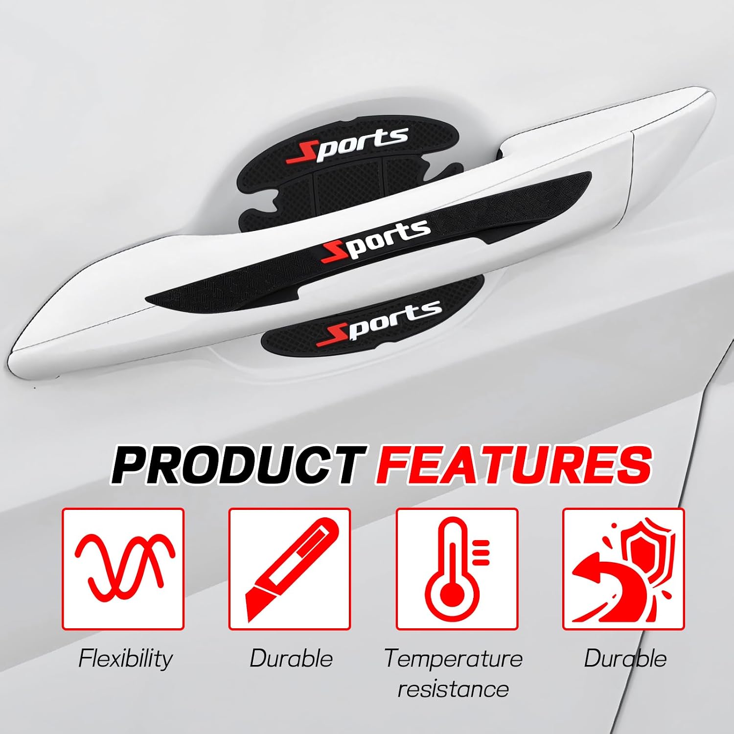 Hovom 8PCS Car Door Handle Protector, Sports Car Door Handle Bowl Sticker, Anti-Scratch Auto Doors Handles Paint Guard Cover, Vehicle Doors Handles Cup Stickers Scratch Protector (Black)