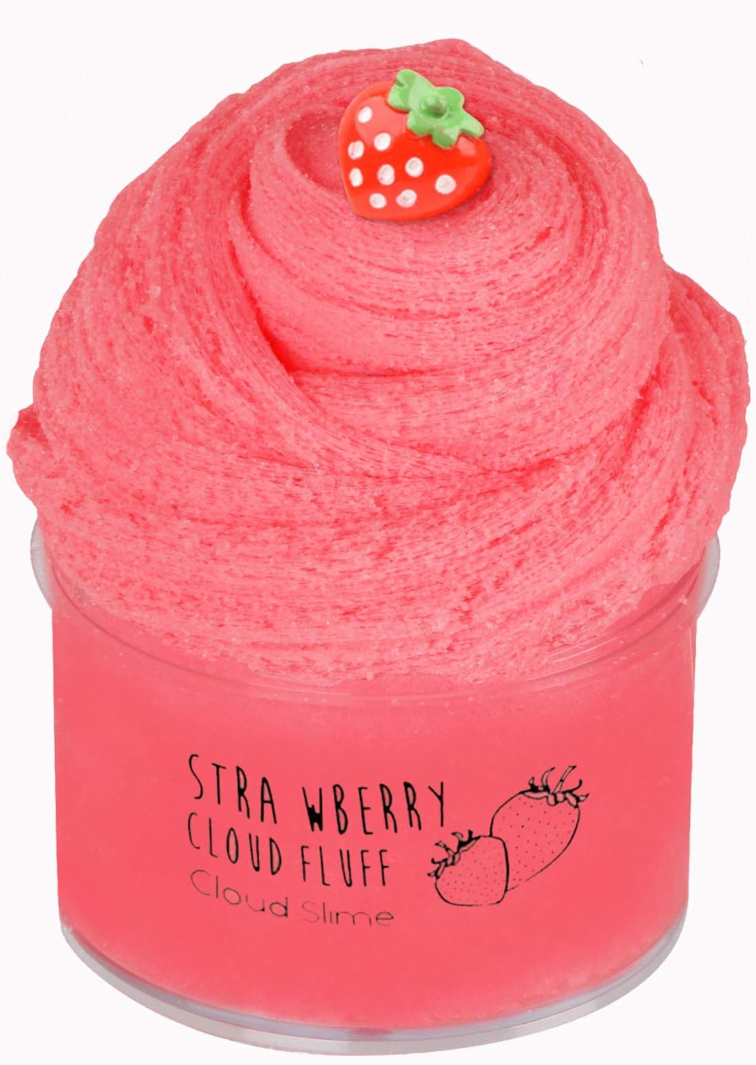 Red Cloud Slime with Strawberry Charms, DIY Toy Scented Sludge Toy for Kids 8oz (200ml)
