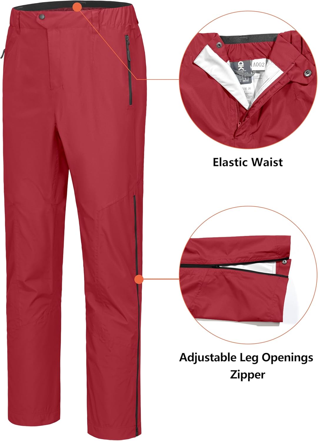 Little Donkey Andy Men's Rain Pants Waterproof Lightweight Overpants Windproof Outdoor Pants for Hiking, Golf, Fishing - Image 5