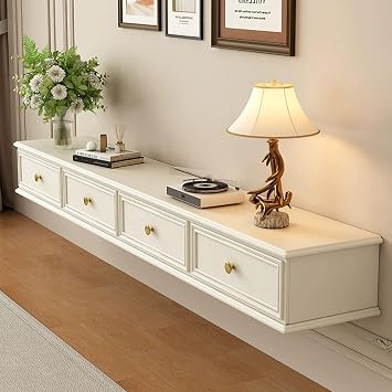 Floating TV Stand Wall Mounted TV Shelf with 2 Storage Modern Entertainment Center Media Consol for Living Room, Bedroom