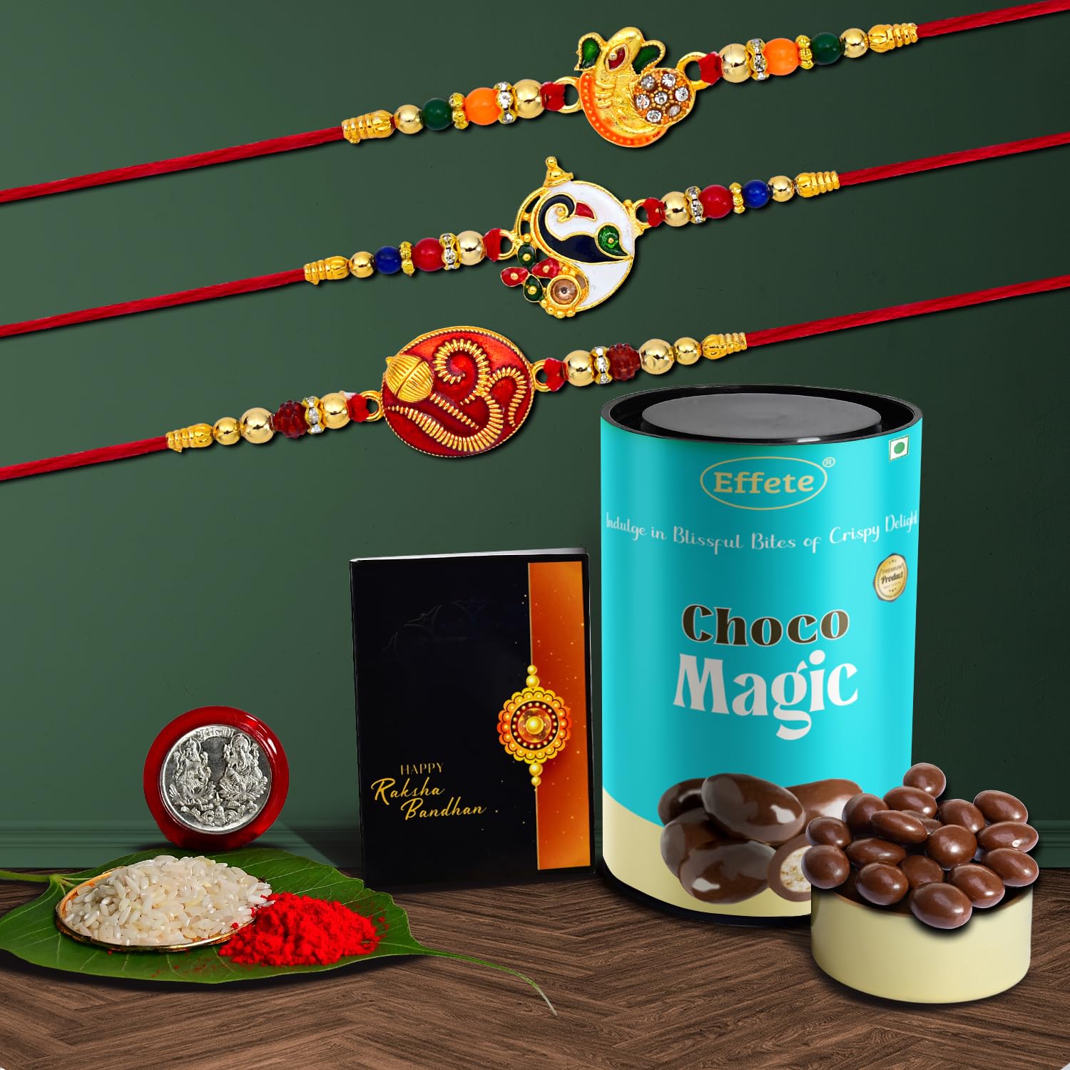 DeoDap Rakhi For Brother Set Of 3 With Chocolate Magic, Rakhi For Brother And Bhabhi, Rakhi With Chocolate, Rakhi With Gift For Brother, Rakhi For Kids, Rakhi With Sweets (K3_277+282+293_CM)-image-27