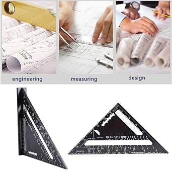 Triangular Ruler, Triangular Scale, Architectural Triangle, Aluminum Alloy, Protractor, Triangular Square Measuring Tool, For Work, Carpentry Tool, Right Angle, Two Patterns, Cm Scale Selectable