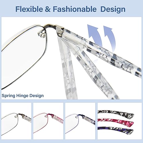 Miniatura 2 de OPTOFENDY Anteojos de lectura sin montura para mujer, lectores para mujeres con bisagras de resorte, bordes tintados, anteojos de lectura con luz