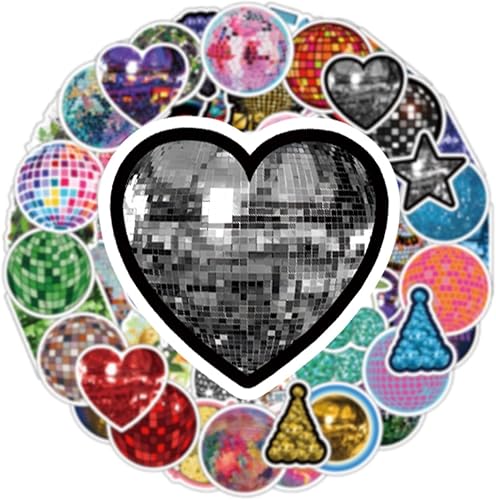 Miniatura 8 de Paquete de 130 calcomanías de bola de disco, calcomanías de vinilo impermeables y estéticas para botellas de agua, laptop, teléfono, álbumes de