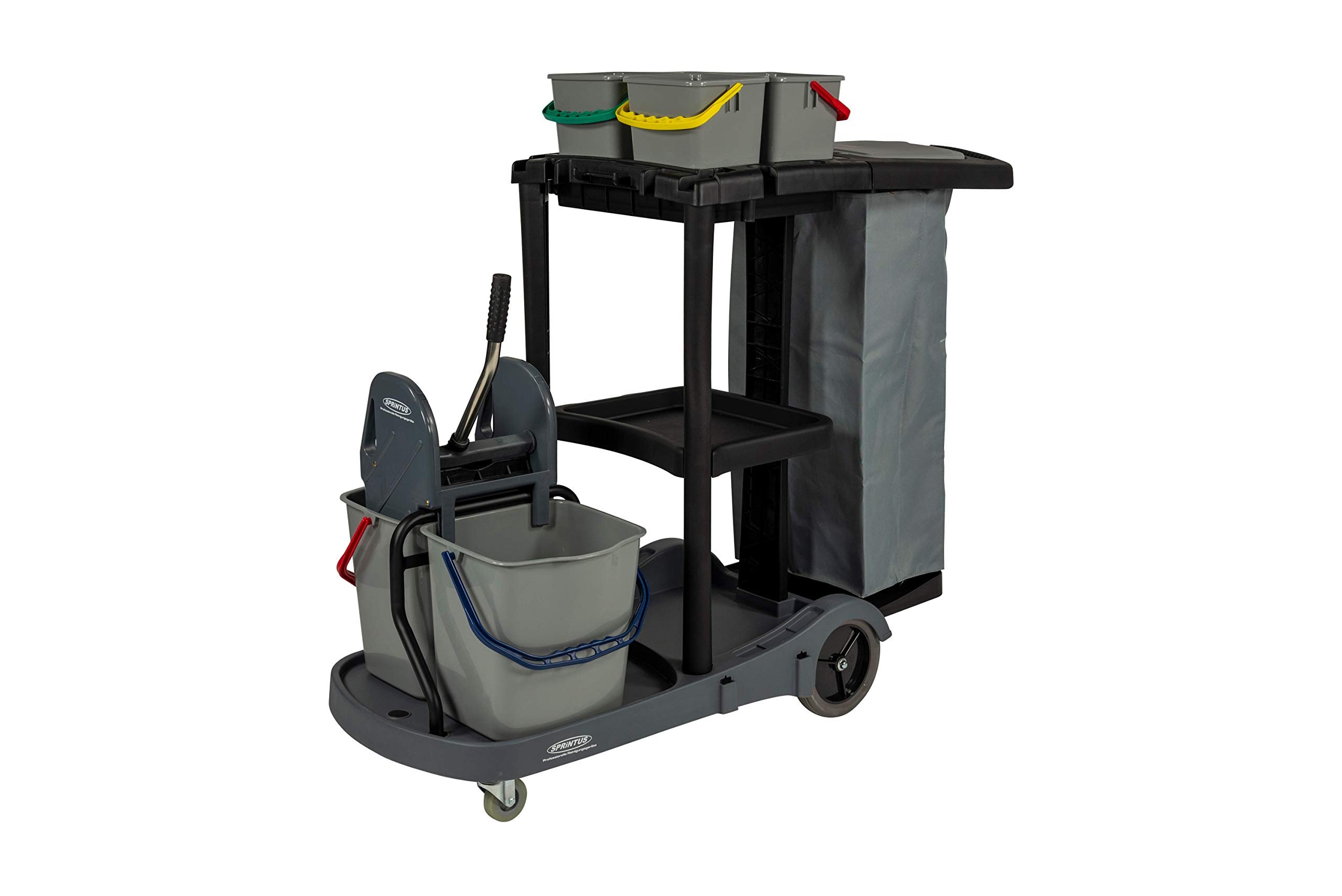 Sprintus 301106 - Carro de limpieza profesional con cuatro cubos