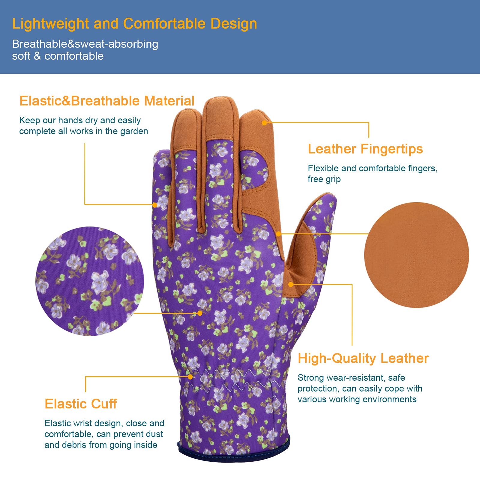 Leder-Gartenhandschuhe, Handschuh für Frauen – dornbeständige Gartenhandschuhe, Rosenschnitthandschuhe, Arbeitshandschuhe für Jäten, Graben, Rechen und Beschneiden