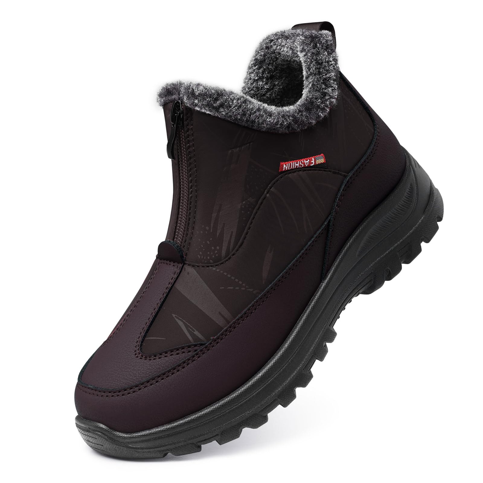TEMOFON Winter Snow Boots for Women: Waterproof Warm Fur Lined Walking Outdoor Ankle Booties Slip on Snow Shoes Size 5-12