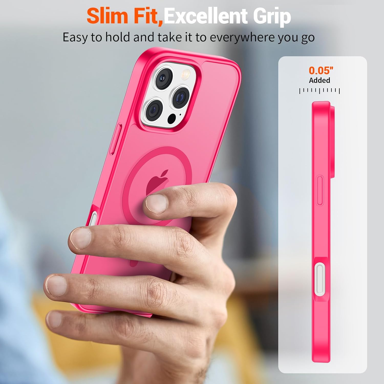 SUPFINE Magnetic for iPhone 16 Pro Case (Compatible with MagSafe) (Military Grade Drop Protection) Slim Translucent Matte Shockproof with Anti-Fingerprint Phone Case,Hot Pink - Image 7