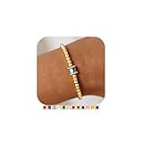 Birthstone Gold Beaded Bracelets for Women, Dainty Elastic 14k Real Gold Plated Beaded Bracelets Trendy Non Tarnish Friendship Birthday Jewelry Gifts for Women