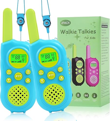 Miniatura 8 de Walkie Talkies para niños 22 canales de largo alcance Radio de 2 vías Juguetes para niños de 3-12 años con luz LCD de emergencia, Regalos de