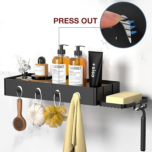 Miniatura 8 de DAOYA Organizador colgante de ducha de baño, organizador de ducha colgante de 3 niveles con soporte de jabón y 6 ganchos para toallas, esponja,