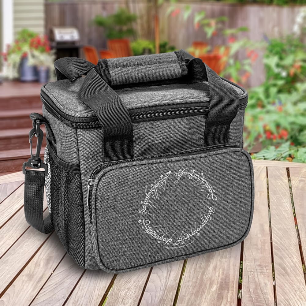 Popfunk Lord of the Rings Mordor Script Soft Insulated Cooler Bag, Large Lunch Bag, Lightweight, Thermal and Reusable for Office, Picnic, Beach