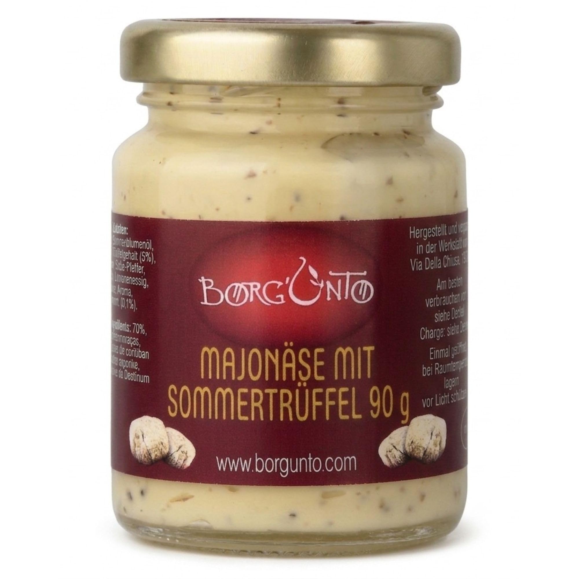 BORGUNTO | Mayonnaise mit Trüffel 12 x 90g - Gourmet-Produkt ideal für Fisch, Fleisch, Burger und Pommes frites | 100% italienisch von hoher Qualität