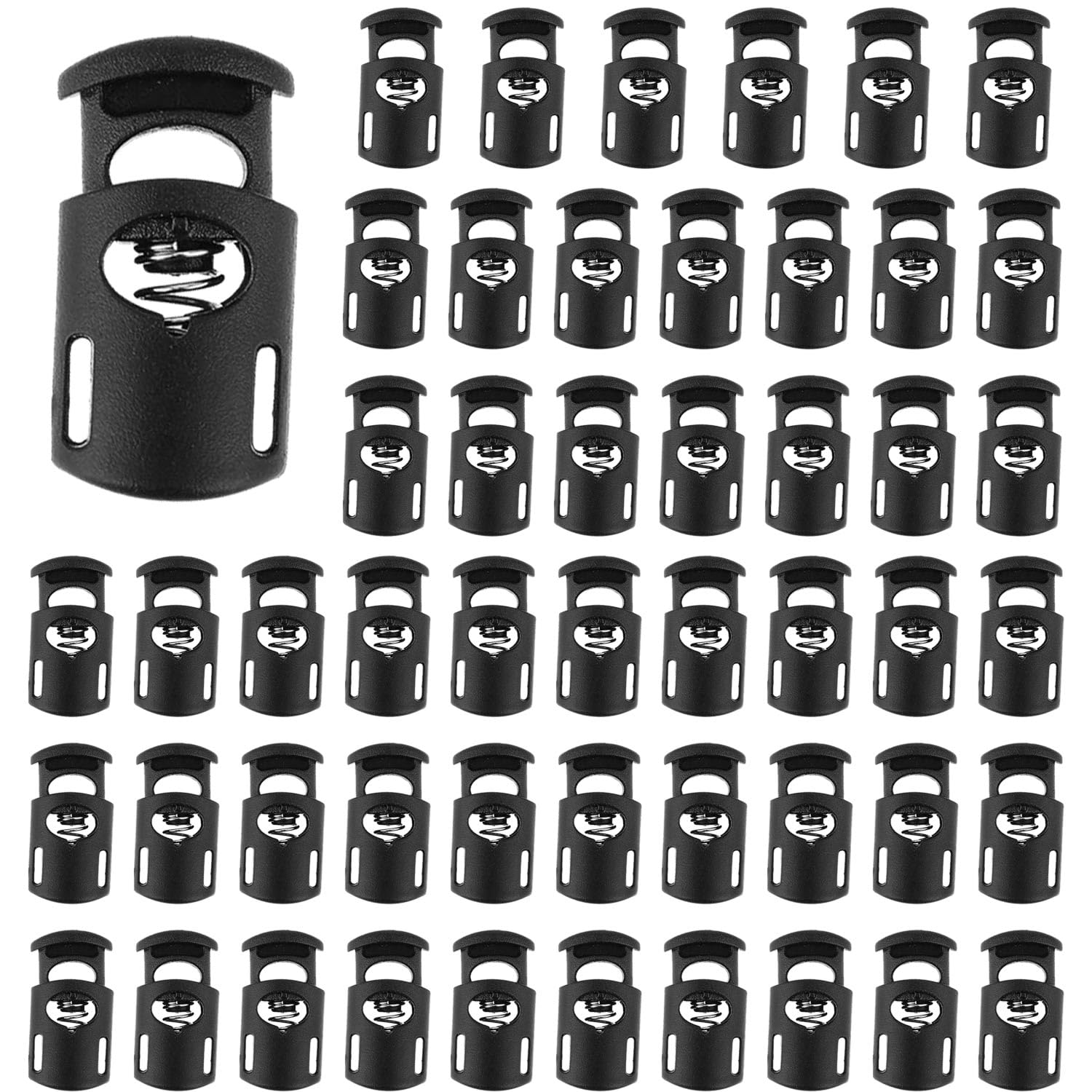 Jootuepo Unisex Black 50 Pcs Toggles For Drawstrings Cord Lock Spring Loaded Single Hole, For Shoelaces, Clothing, Backpack, Diy Projects, Jackets, Shoelaces,