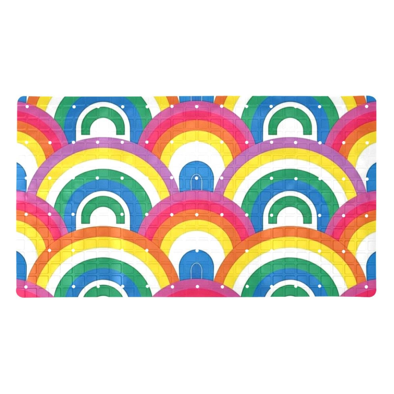 Tapis de bain amusant en PVC antidérapant multicolore 38 x 68 cm pour douche