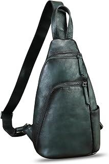Genuine Leather Sling Bag Crossbody Purse Handmade Hiking Daypack Fanny Pack Retro Shoulder Backpack Vintage Chest Bags