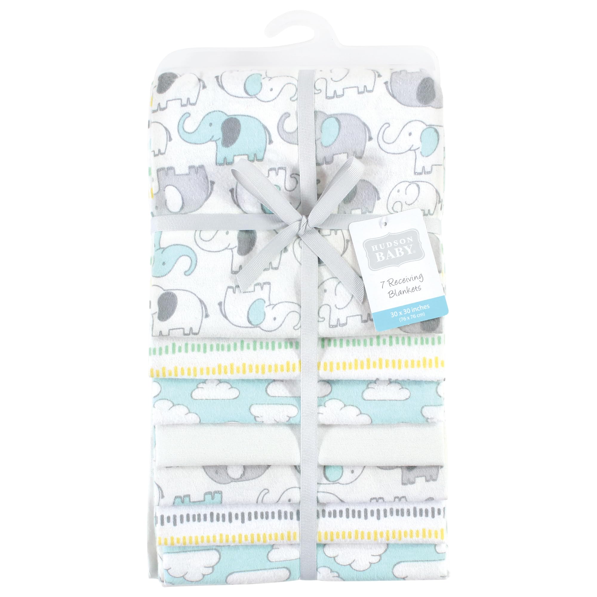 Hudson Baby Paquete de Mantas para Cuna, Manta Niños Unisex de Franela de Algodón, Elefante Neutro Nuevo, Talla Única