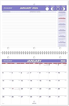 AT-A-GLANCE 2026 Wall Calendar, 8.5" x 11", Small, Unruled Blocks, Monthly PM1702826