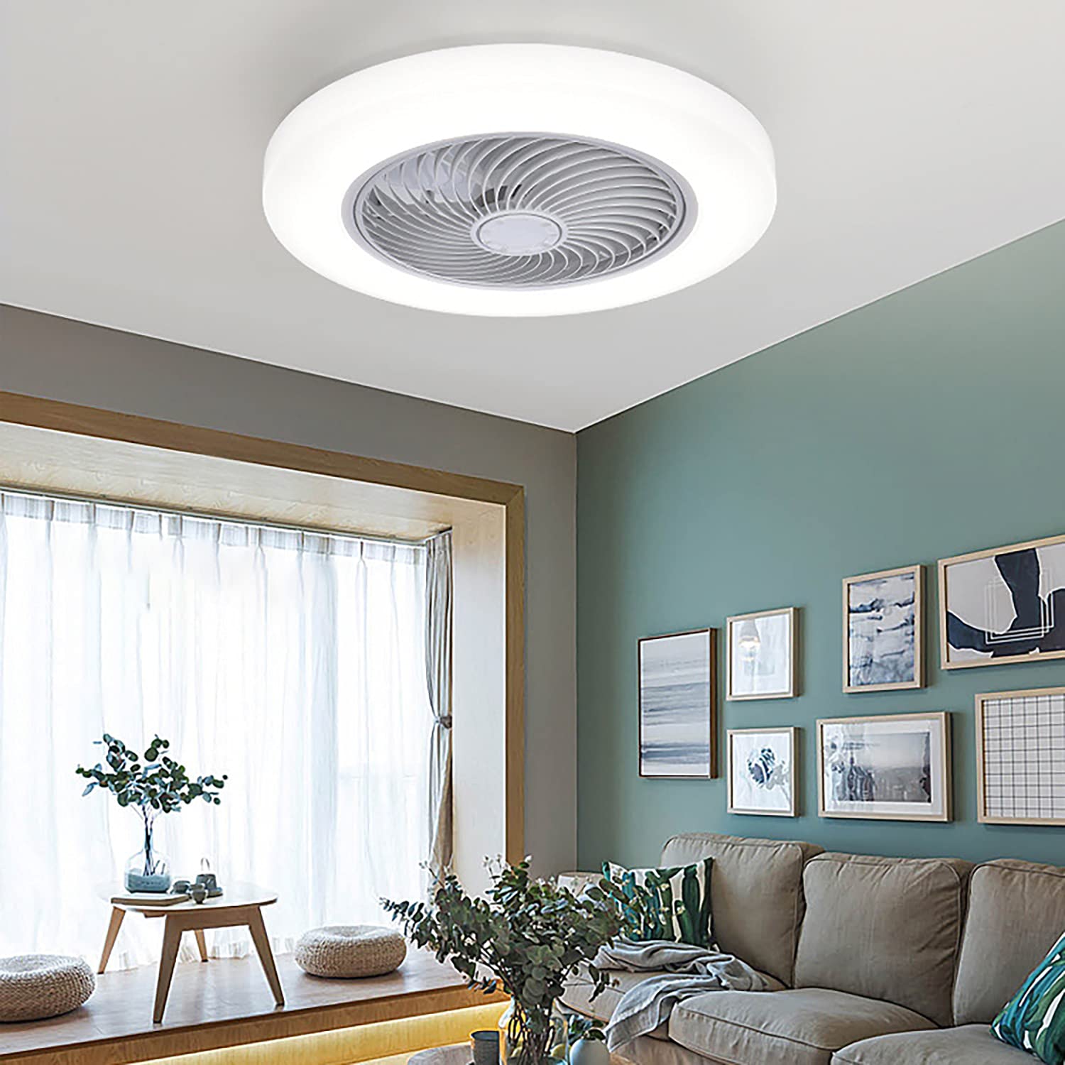 HXYSXHJUO Ceilifan Lights with Remote Control Fan Light Ceilifans and for Bedrooms Withps Silent in Lighti3 Speeds Timer/White
