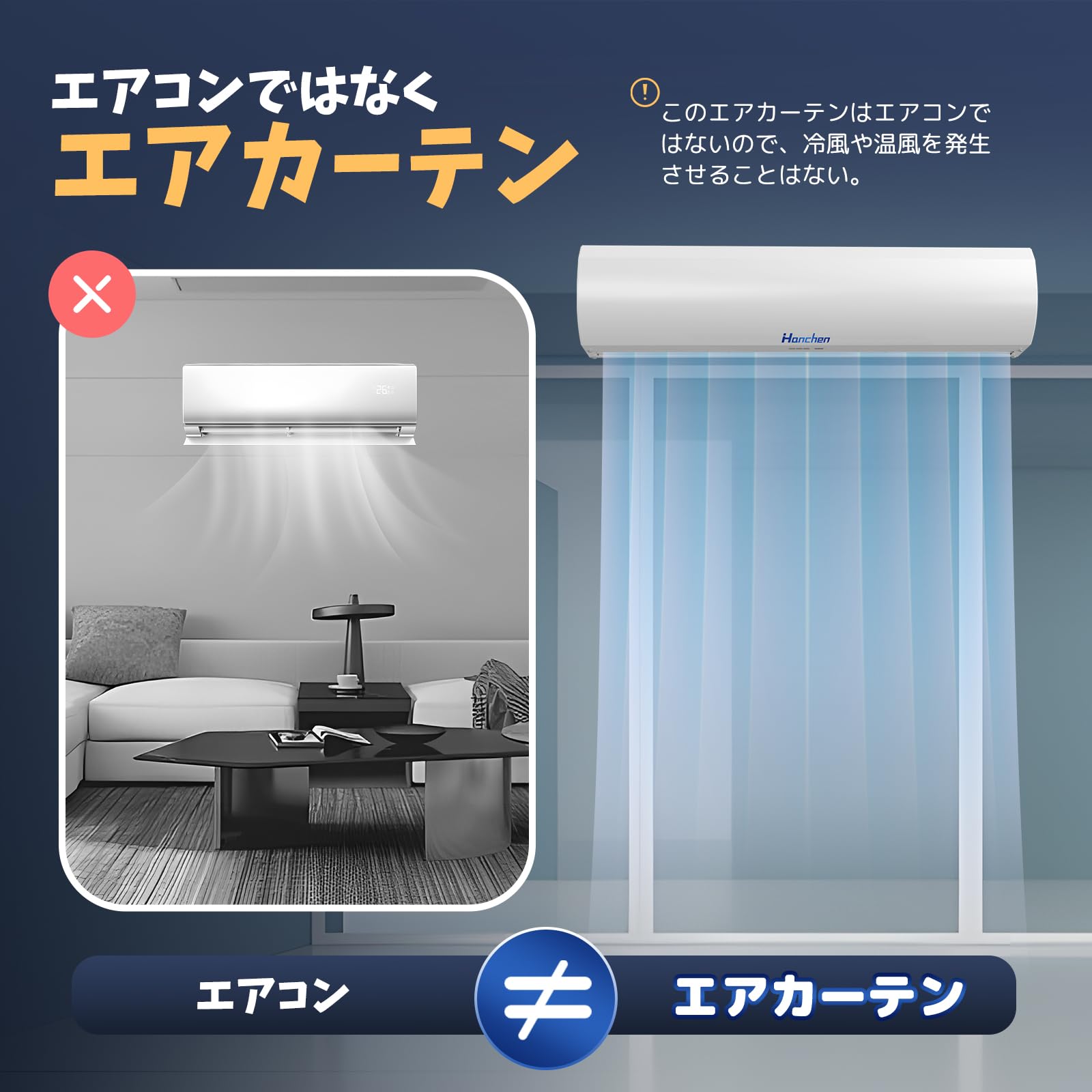 扉を開けてもカーテン未使用保管品♪ エアカーテンHancnen