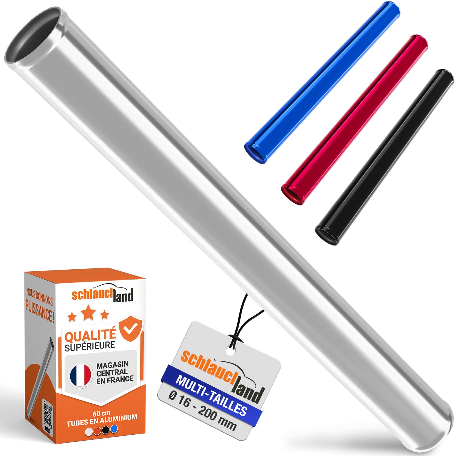 100cm TUBE ALUMINIUM EXT-Ø 90mm droit argent TUYAU coloré polie | SÉLECTION COULEURS & TAILLES | Alu Conduite Durite Universel Essence Diesel Carburant Eaux Air Liquide Radiateur T-6063 EN
