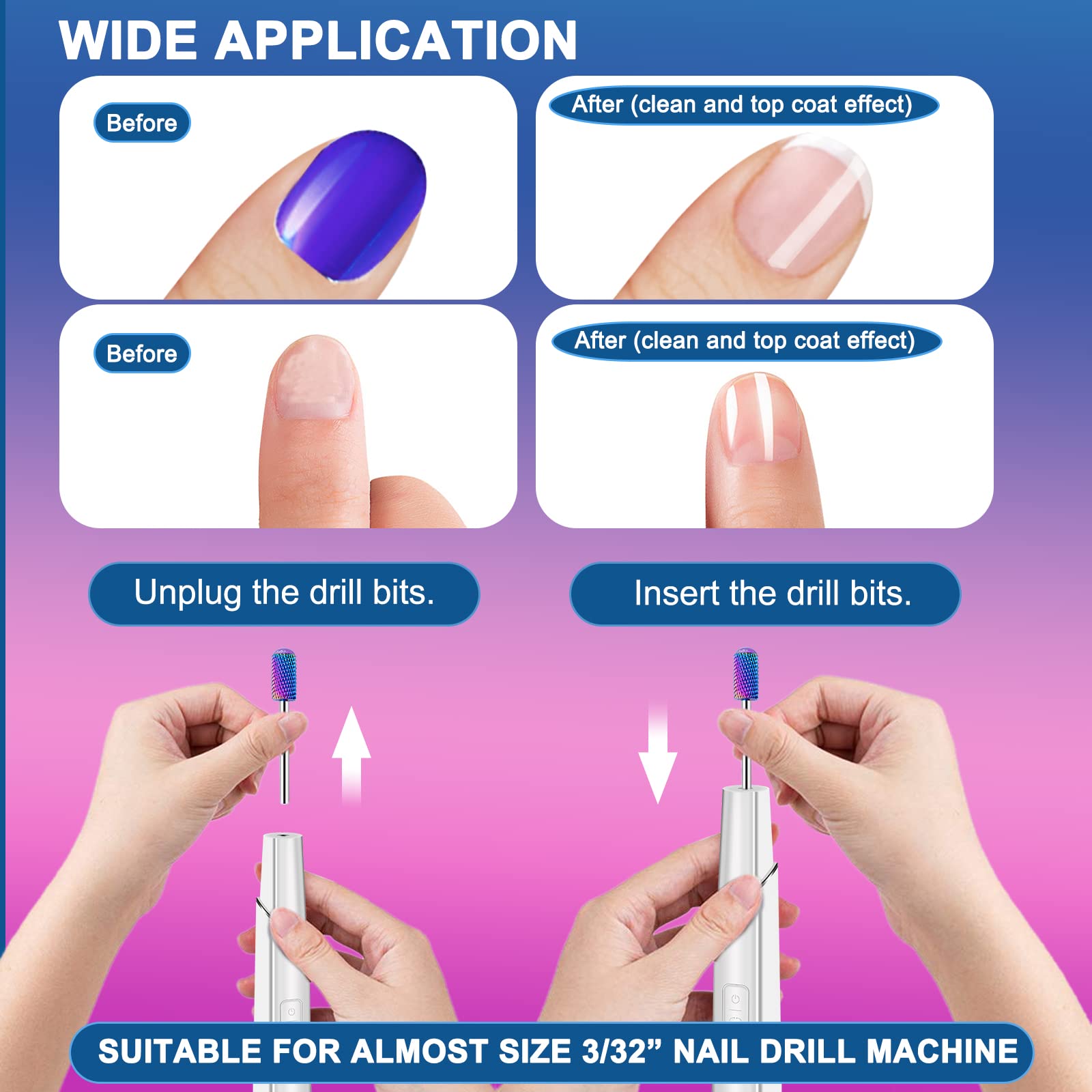 25 Pièces Embout ponceuse ongles avec Porte-Embouts Strass, Forets à ongles Diamant Céramique Carbure 3/32 Pouce pour Soins Cuticules, Manucure & Pédicure Gel Acrylique à Domicile ou Salon