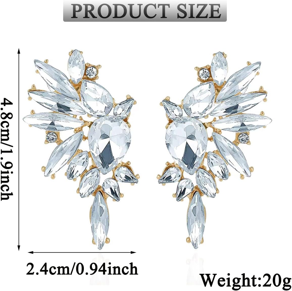 Vintage Rhinestone Statement Earrings Retro Big Cluster Crystal Drop Dangle Earrings for Women - Image 6