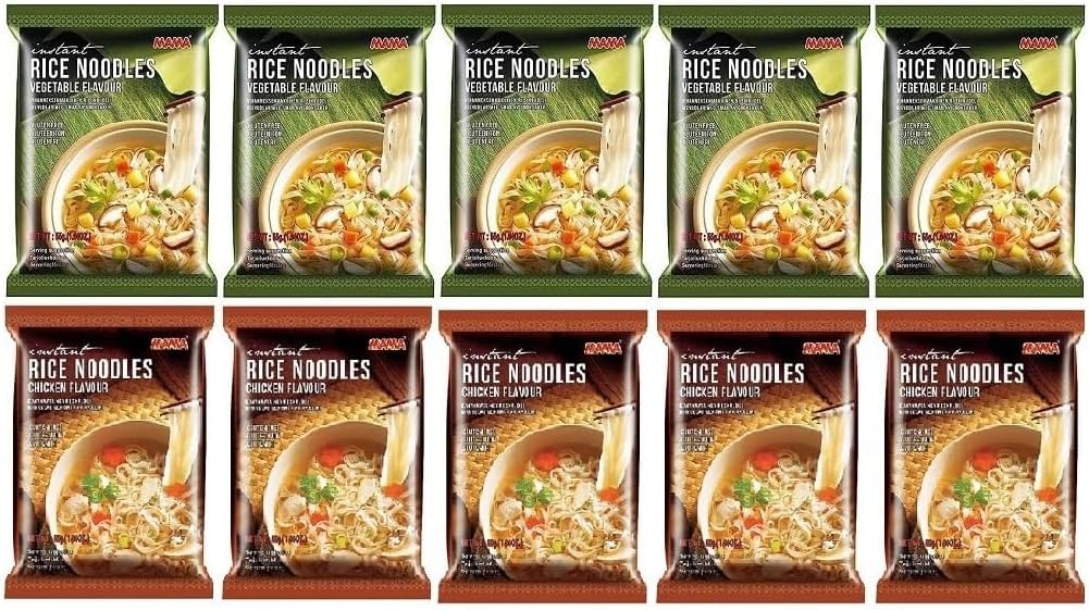 Gluten Free Noodles Combo Pack of 10 Vegetable and Chicken Flavor