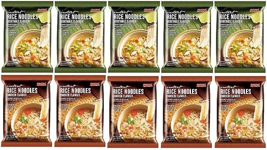 MAMA Gluten Free Noodles Combo Pack of 10 Vegetable and Chicken Flavor