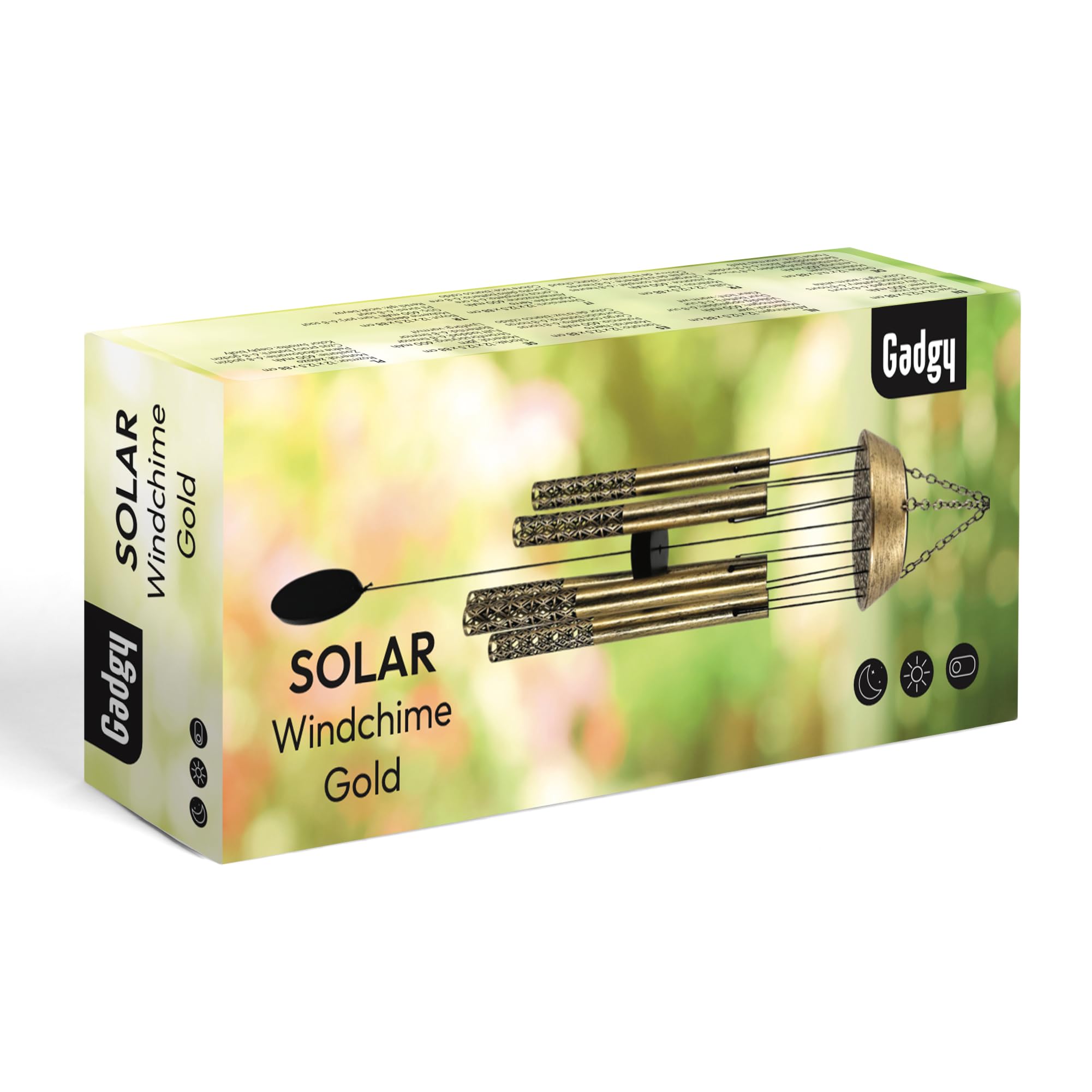 Gadgy Scacciapensieri Solare con LED – Campanella a Vento da Esterno in Alluminio & Legno – Decorazione da Giardino, Balcone & Terrazza Resistente alle Intemperie