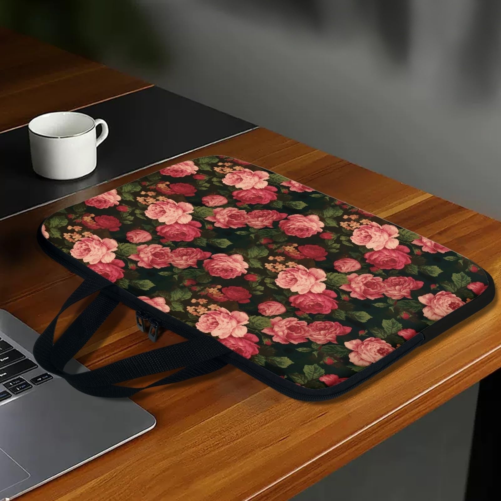 Housse Ordinateur Portable 14" Motif Tortues - Tissu Oxford 600D Imperméable - Protection Anti-chocs - Dragonne Incluse