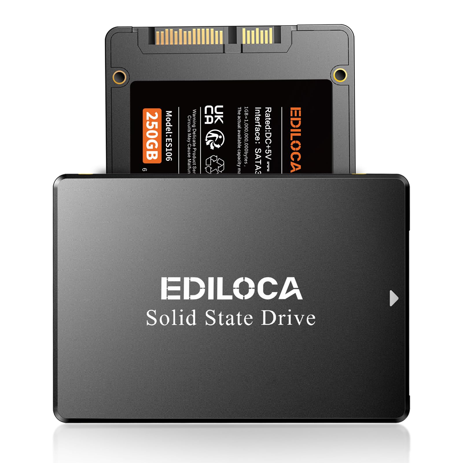 Ediloca 250GB SSD Internal Solid State Drive 2.5" SATA III 6Gb/s, 520MB/s Read Speed 3D TLC NAND, 250GB SATA SSD PC/Laptop Upgrade, Shock-Resistant & Drop-Proof(ES106)