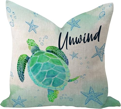 Funda de almohada decorativa con temática náutica de playa y océano, elegante funda de almohada para exteriores, funda de almohada cuadrada de lino