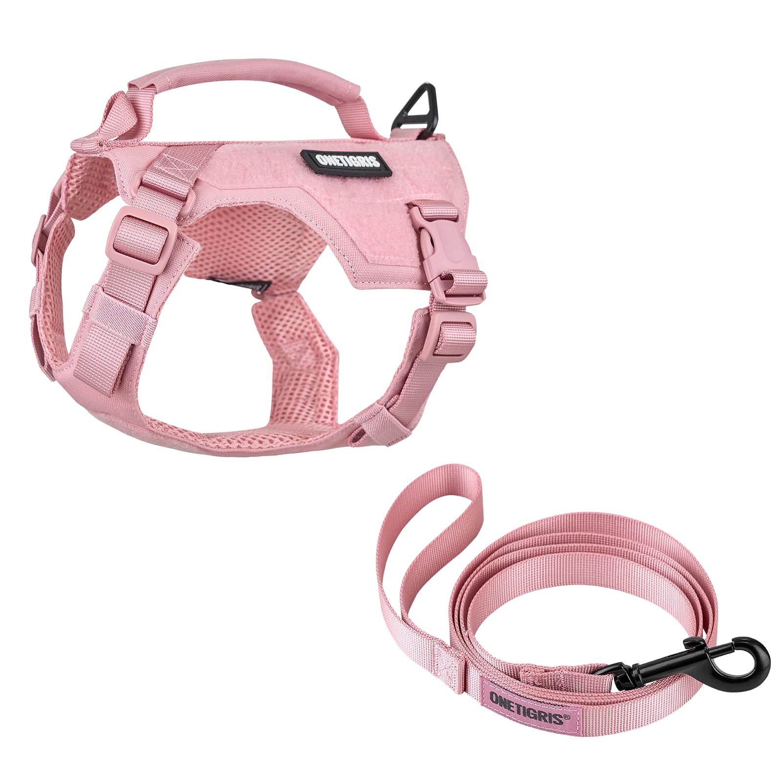 OneTigris Imbracatura per cani di piccola taglia con guinzaglio (150 cm), mini trooper cucciolo con manico di controllo e 2 posizioni di traino per cani di piccola taglia, rosa XXS