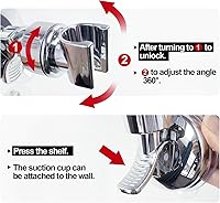 Vista 2 de BlingKingdom 2 soportes ajustables para cabezal de ducha, soportes de montaje de ducha sin taladro, clips extraíbles para cabezal de ducha de mano