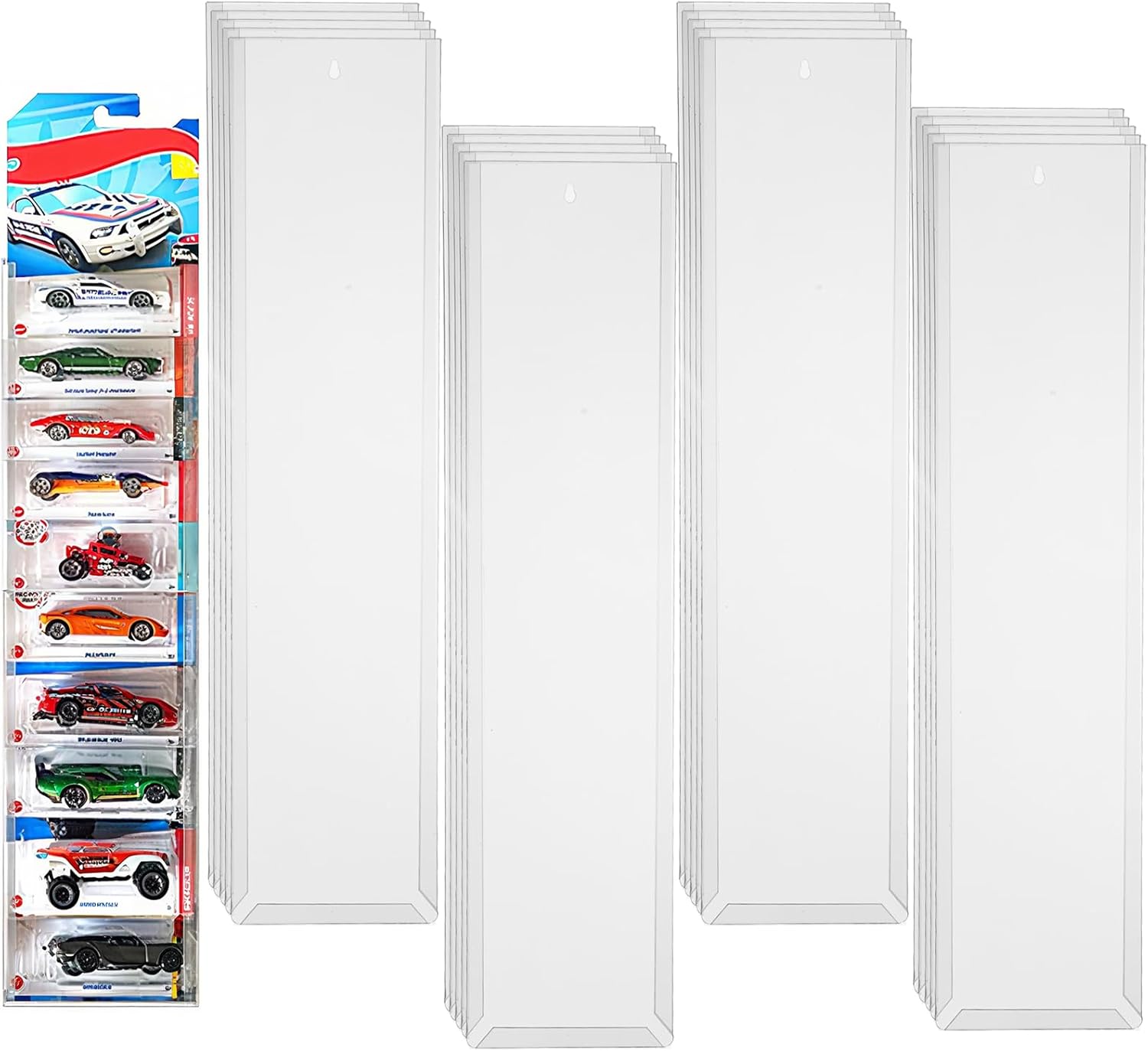 20 Pcs Clear Display Case for Packaged Model Cars,Model Car Display Cases Wall Mount-Holds up to 120 Cars,Toy Car Storage Organizer Compatible with Hot Wheels,Clear Model Car Display Case,16.7 x 4.4in