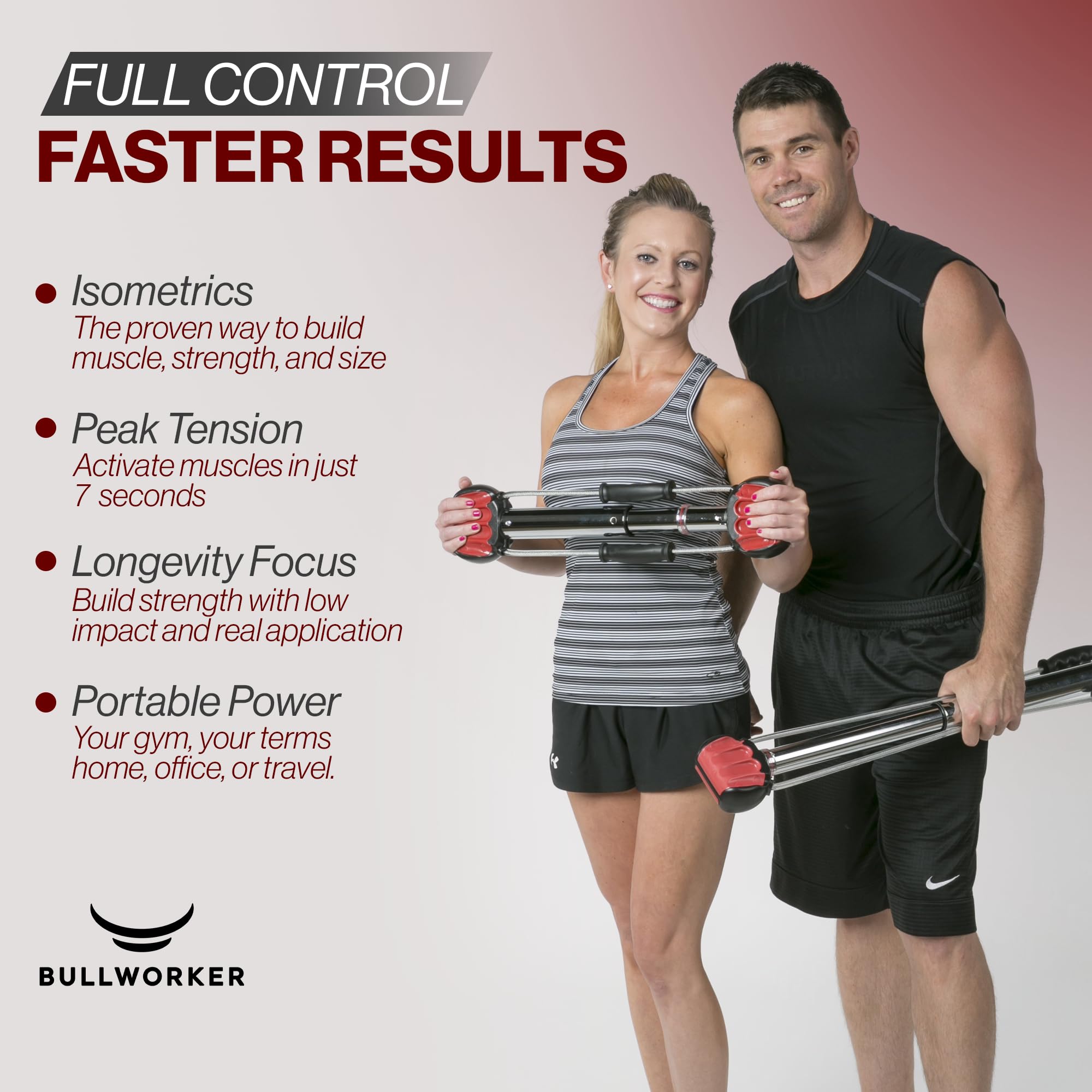 Bullworker Power Pack - Equipo de ejercicio isométrico - Bow Classic de 36 pulgadas, arco de acero de 20 pulgadas y correas de entrenamiento de suspensión ISO-FLO, gimnasio en casa para hombres y