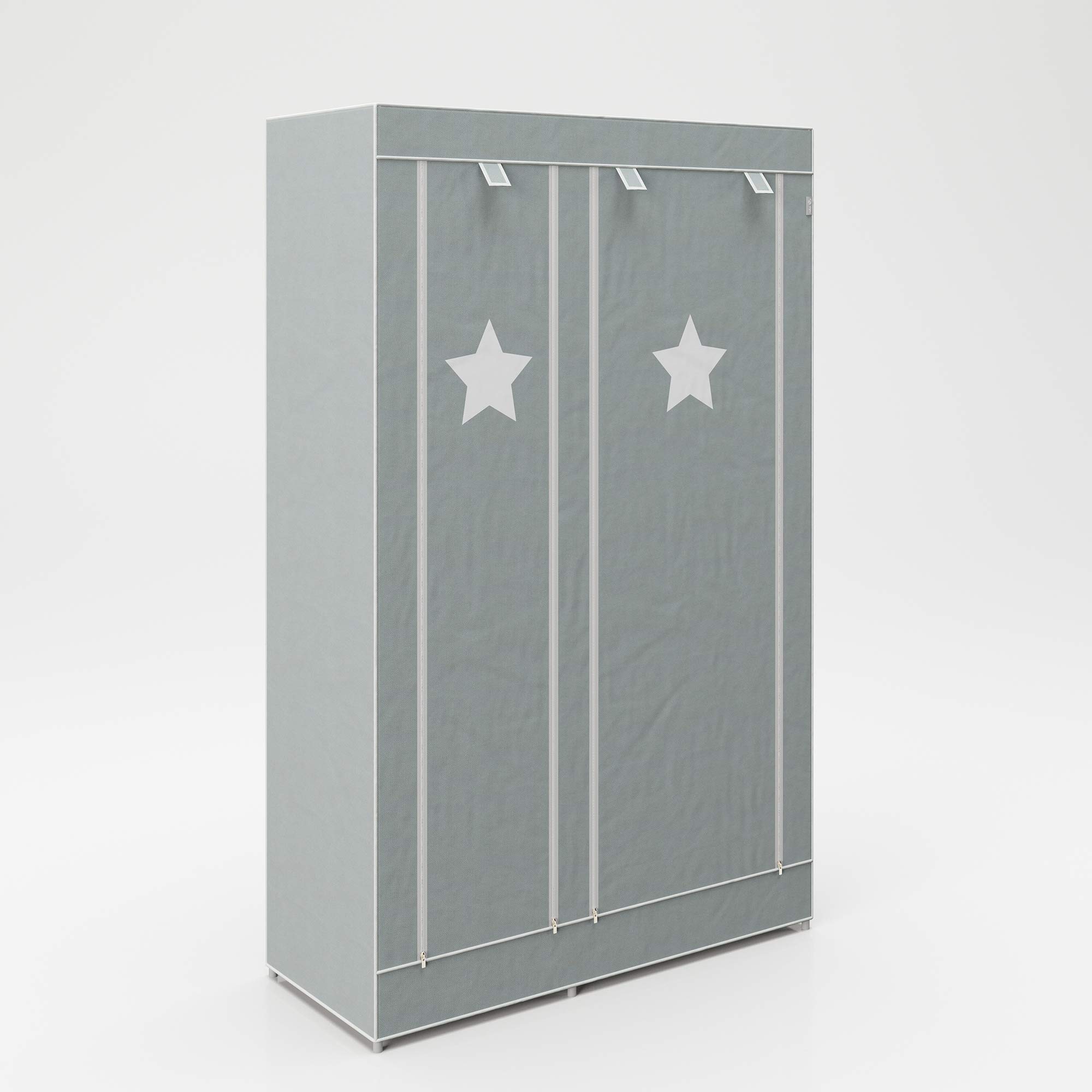 roba Armadio in Tessuto Little Stars 175 x 110 x 45 cm 6 Scomparti Grigio